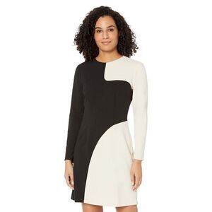 Donna Morgan Women's Color Block Long Sleeve Mini Dress 2 Black/Horn
